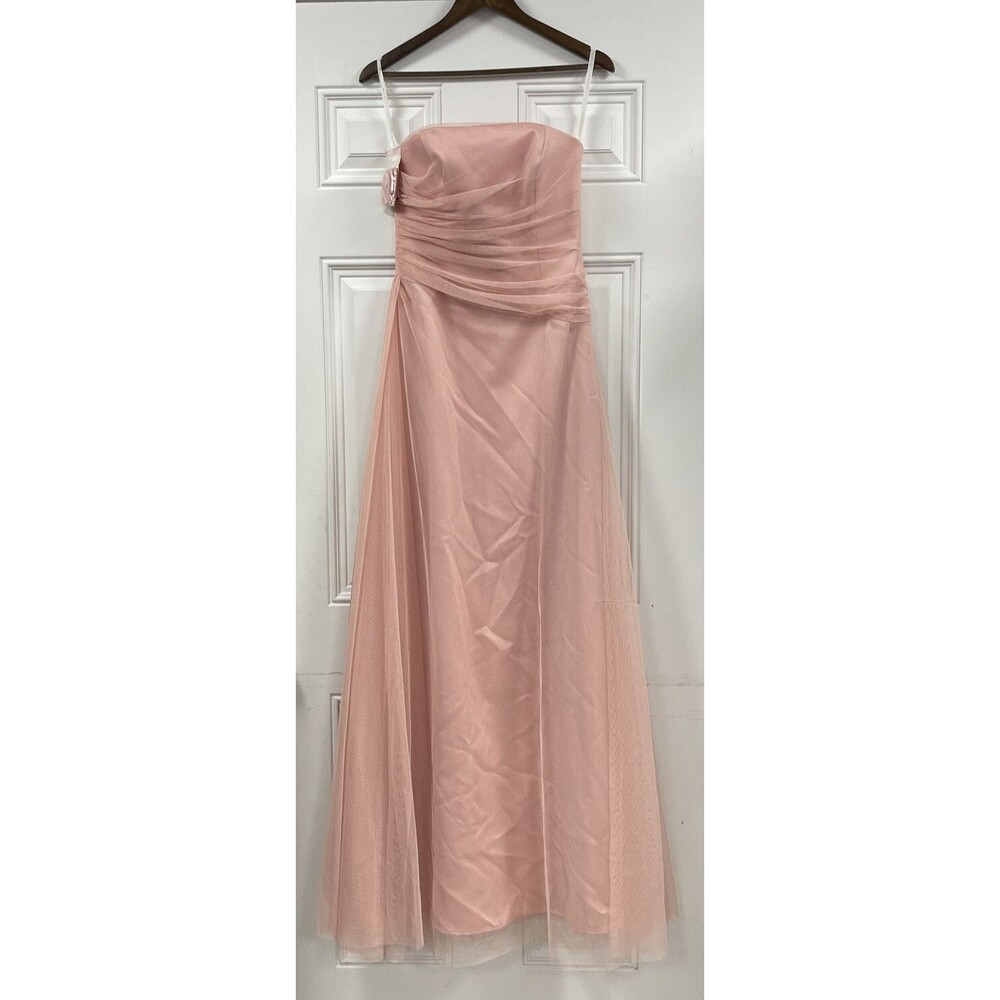 After Six 6241 Womens 6 Rose Pink Satin Mesh Bridesmaid Formal Dress NWT